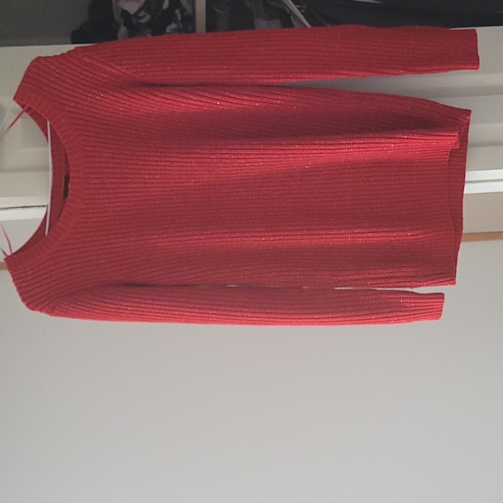 Red, sparkly holiday sweater.